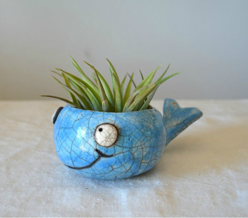 Azzurra vaso porta piante ceramica raku polipo
