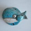 gancio appendiabiti in ceramica raku balena azzurro