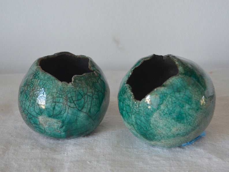 Vasi1 Set 2 vasi porta piante in ceramica raku