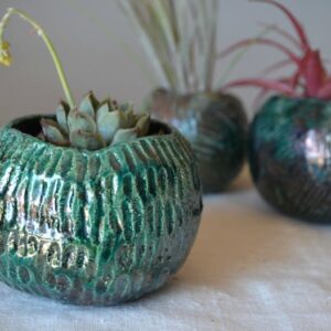 Set 4 vasi porta piante Verde Metallico