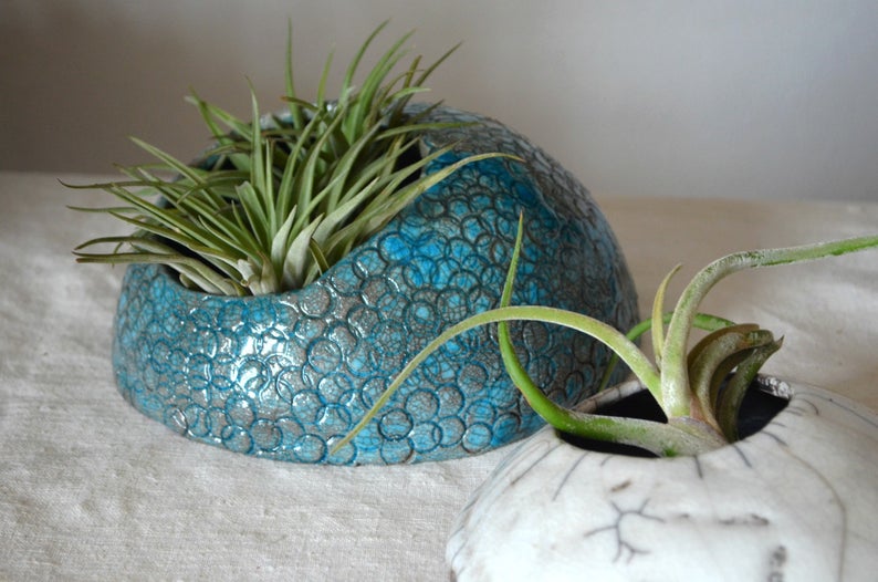 Vaso Vaso porta piante in ceramica raku turchese