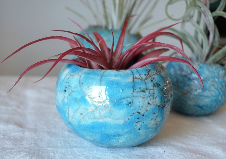 Vaso in ceramica raku2 set 4 vasi porta piante in ceramica raku
