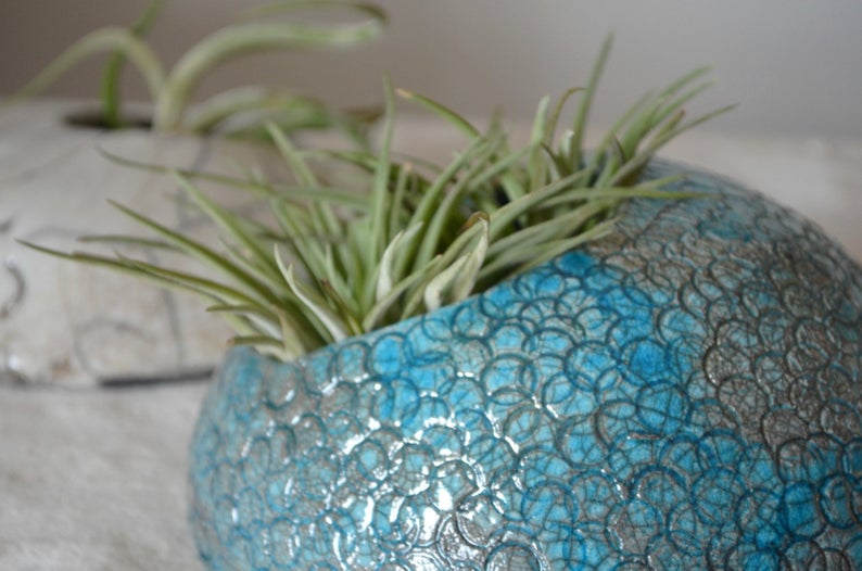 Vaso1 Vaso porta piante in ceramica raku turchese