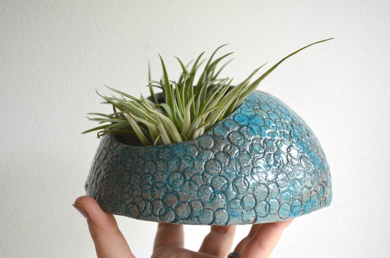 Vaso3 Vaso porta piante in ceramica raku turchese