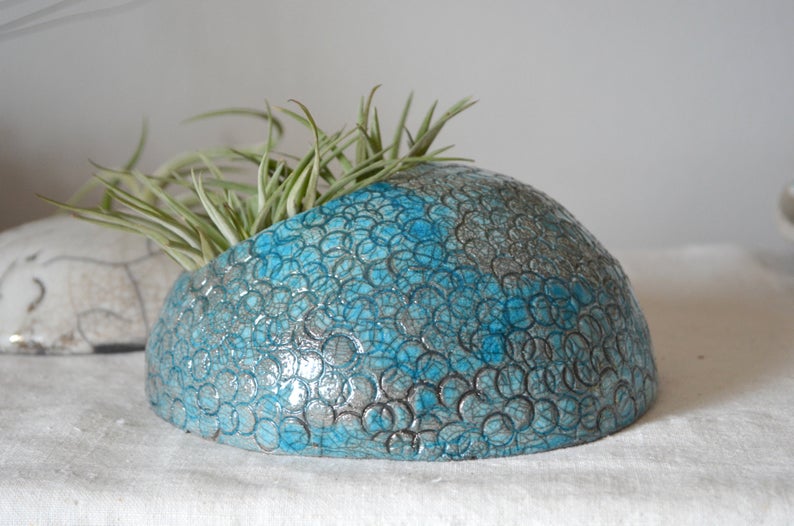 Vaso5 Vaso porta piante in ceramica raku turchese